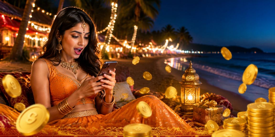 Online payment processing on beach in India