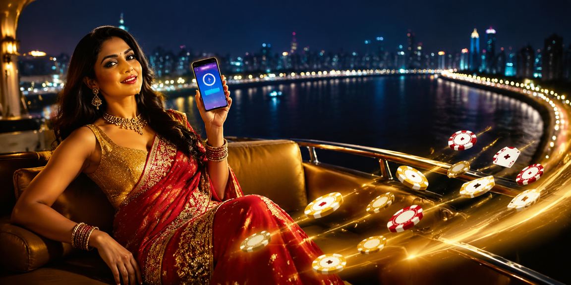 Woman making mobile payment on Marine Drive, Mumbai